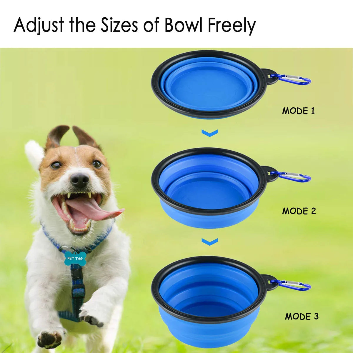 Dogs Feed Supplies Folding Silicone Bowl Portable Puppy Water Container with Carabiner Folding Cats Bowl Travel Pets Accessories