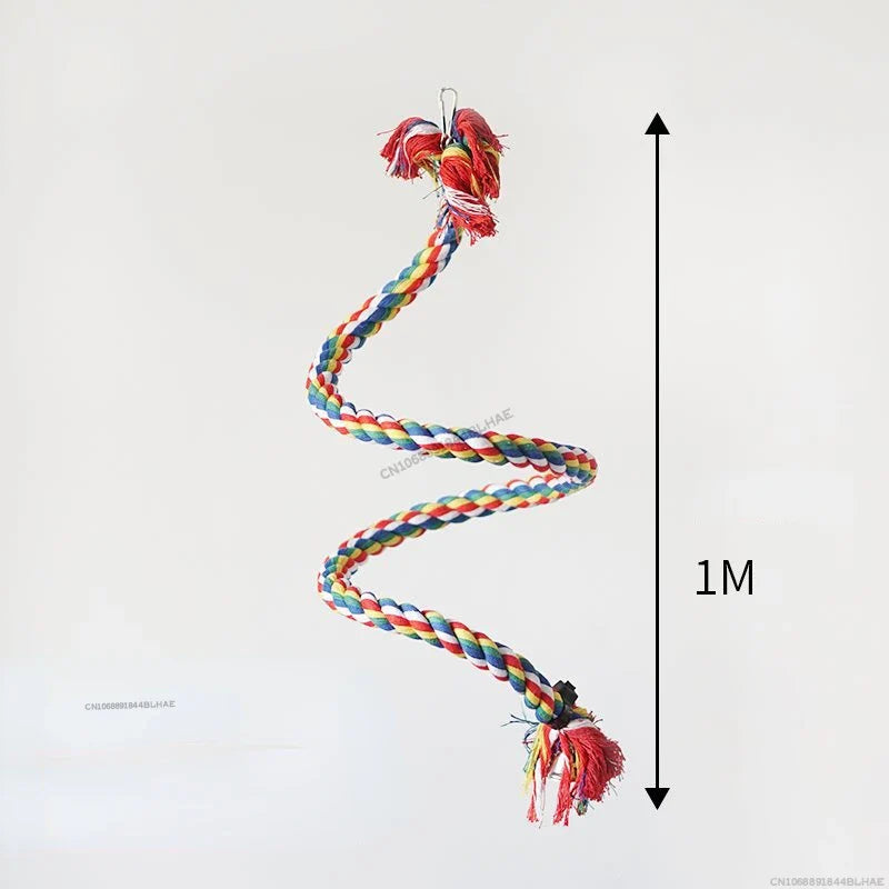 Parrot Bird Standing Toy Cotton Rope Colorful Toy Chew Perches Staion Bar for Bird Cage Cotton Rope Accessories Supplies Pet Toy