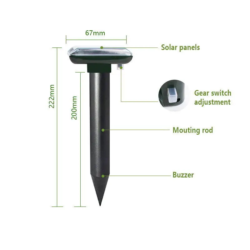 Solar-powered ultrasound drives animals outdoor waterproof sun repellent snake mole rat buzzing repellent snake hamster remover