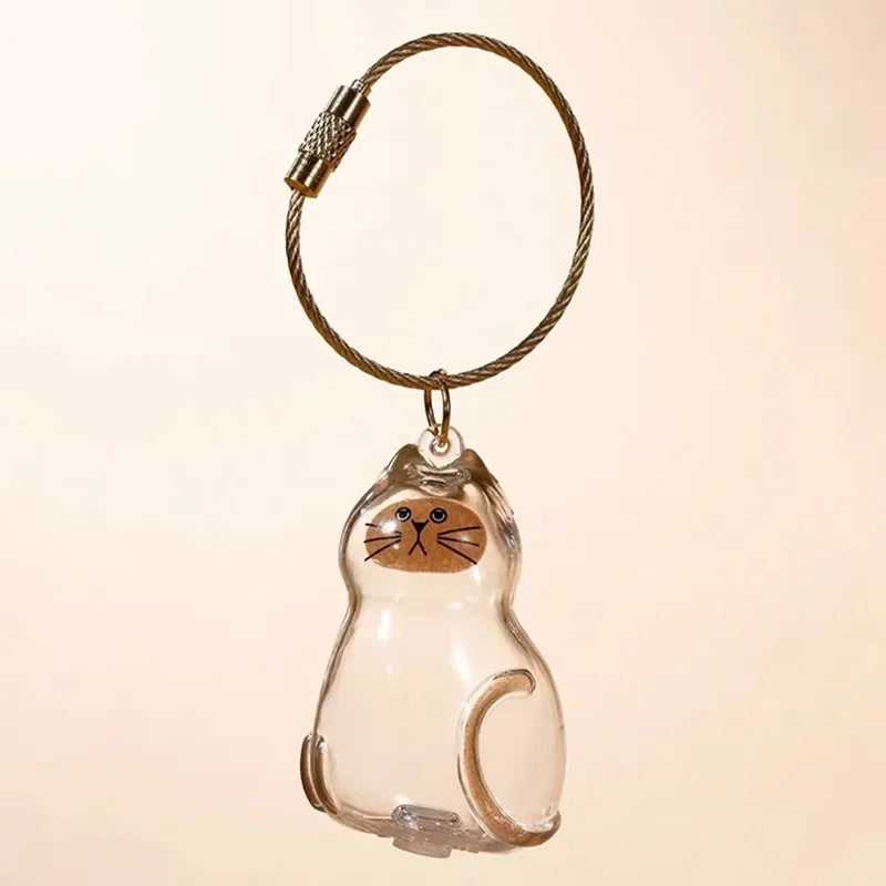 Stylish Cat Key Holder Fluffy Ball Hair Collector Transparent Case Fashionable Pet Accessories for Kitty Owners