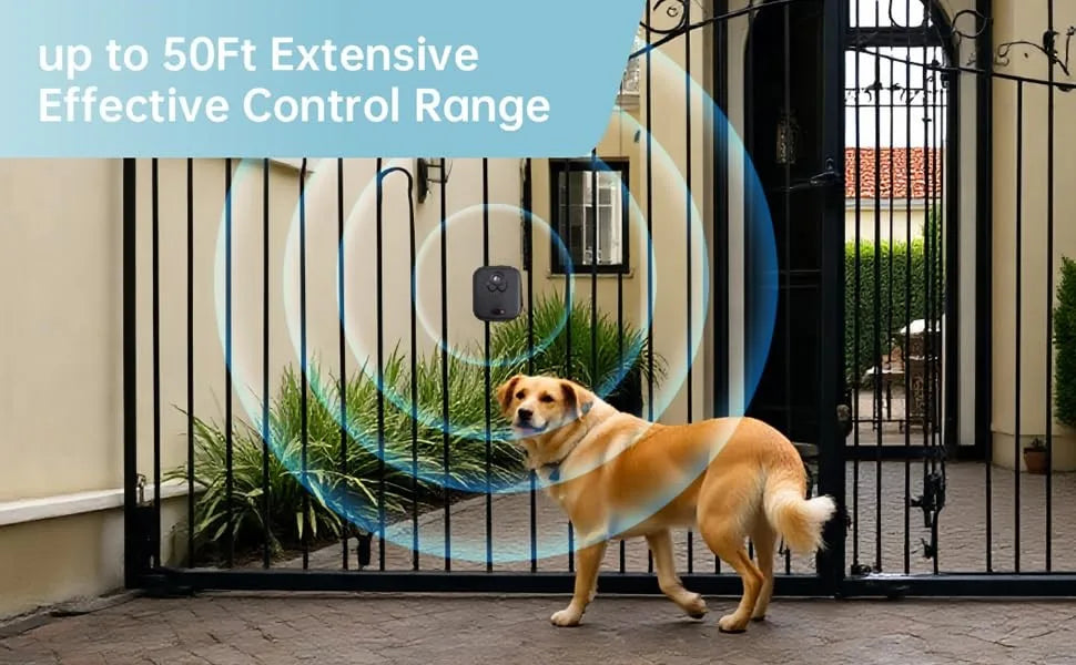 Ultrasonic Dog Bark Deterrent Device, Anti Barking Device up to 50Ft Range, High-Frequencyf or Dogs with 3 Modes, Indoor/Outdoor