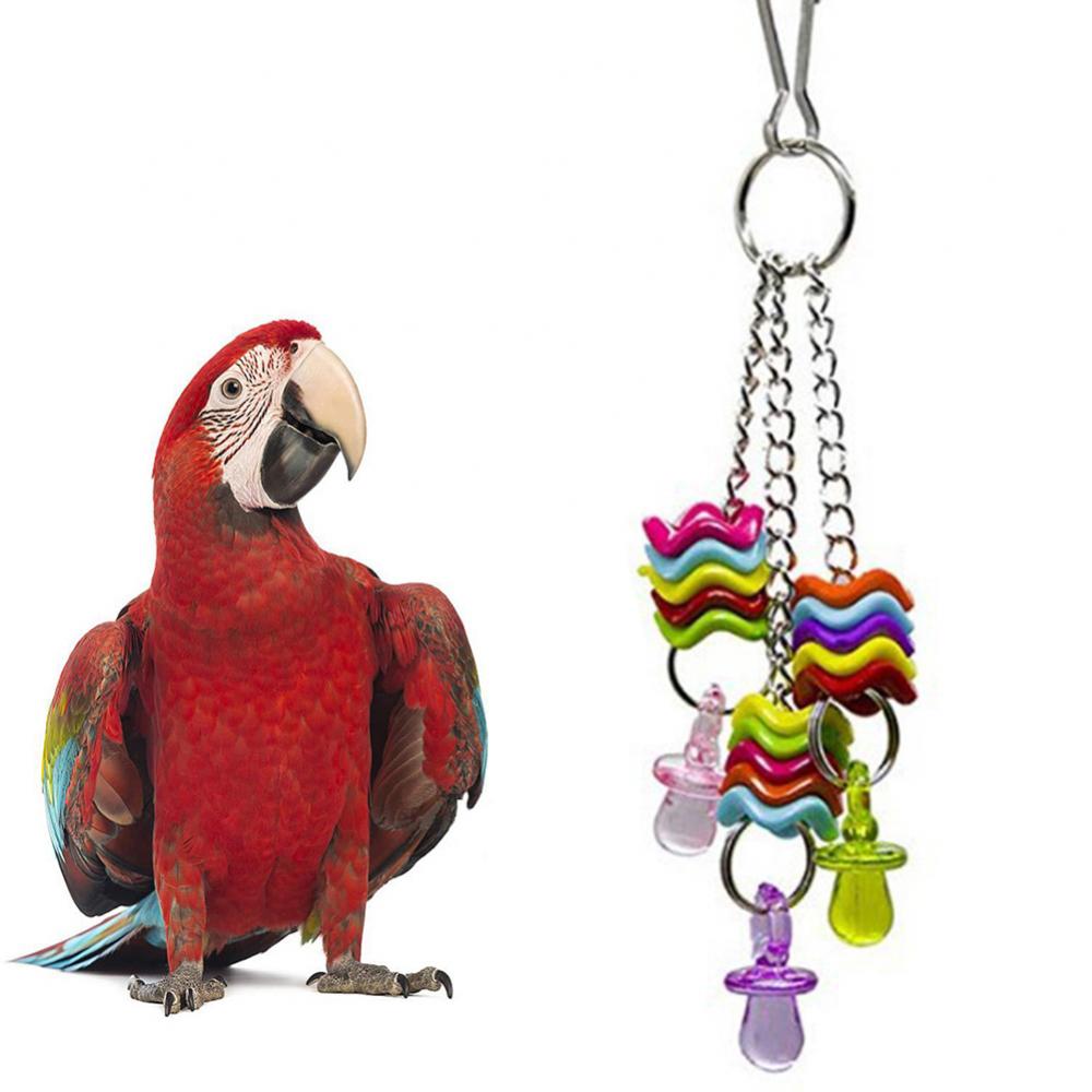 Pet Bird Parrot Hanging Toys Nipple Swing Chain Cage Stand Molar Parakeet Chew Toy Decoration Pendant Ornament Bird Accessories