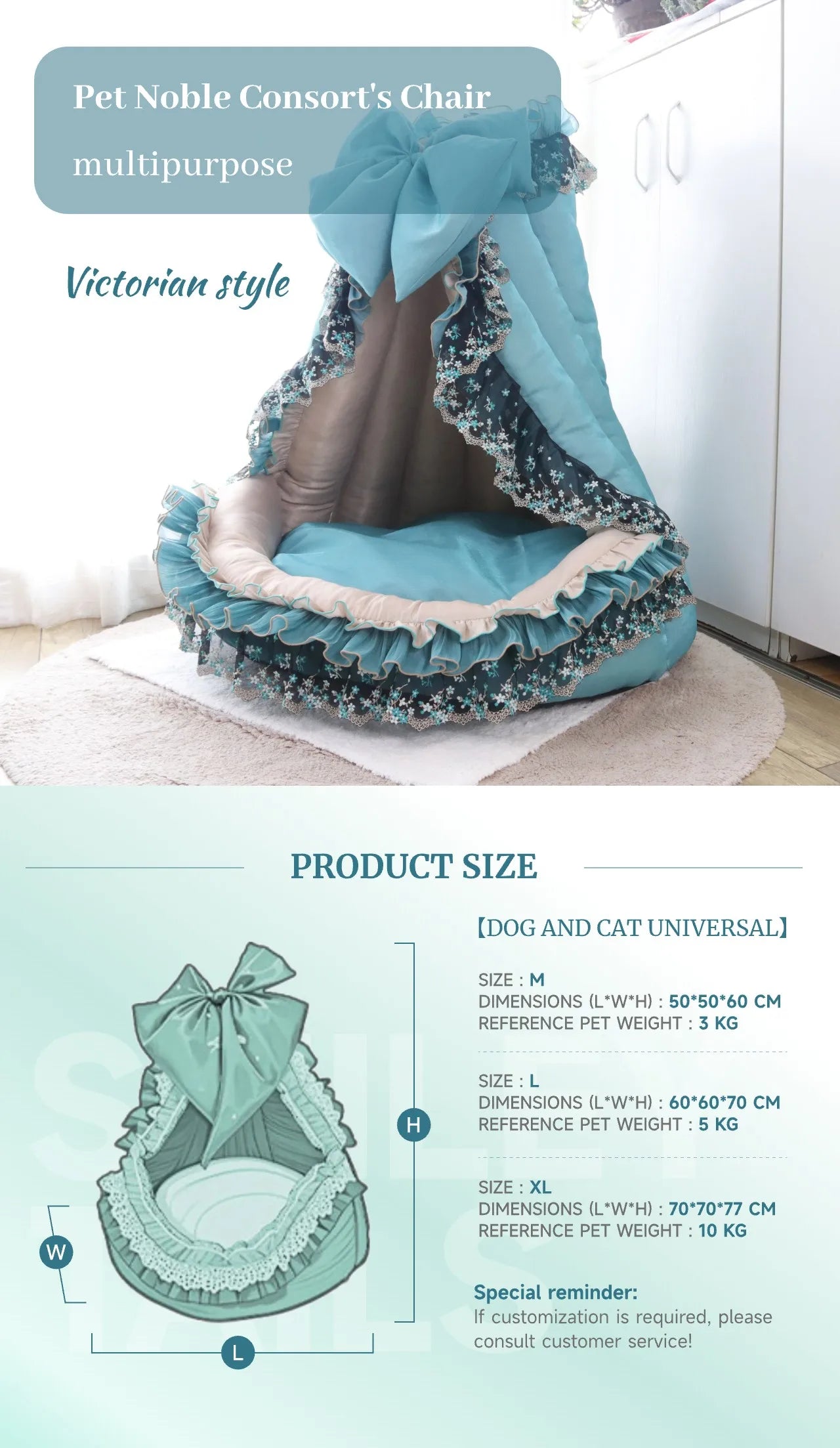 Fashion Pet Dwelling [Multi-functional Transformation] Removable and Washable Pet Kennel Victorian Style for Cats and Dogs