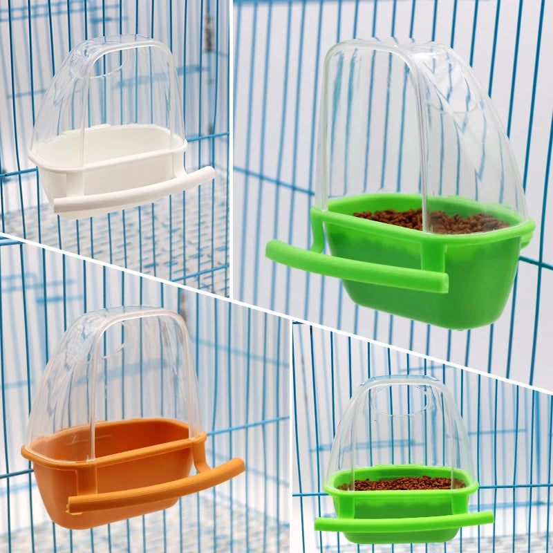 Bird Feeder for Cage Hanging Bowl Cups Parakeet Feeder Box Pet Cage Plastic Food Container Easy To Install Accessories 1/2 Pcs