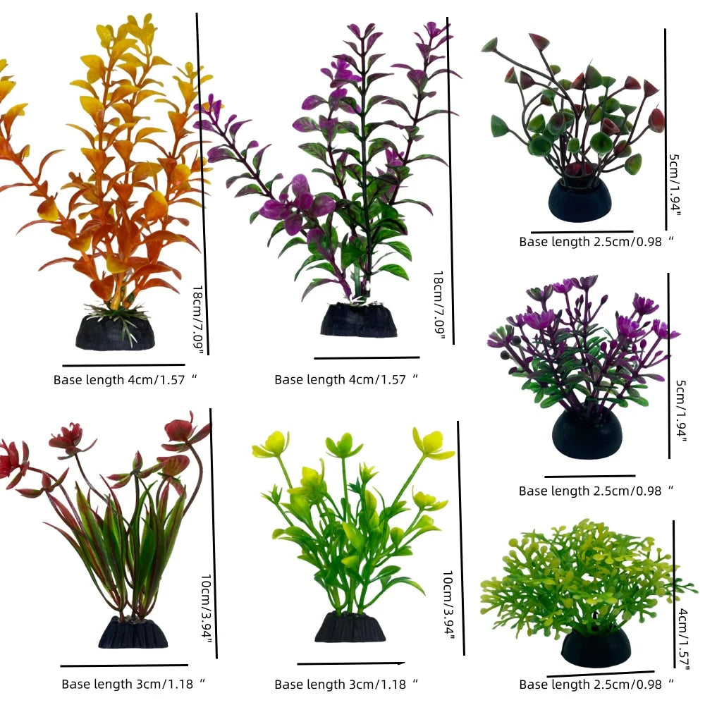 12PCS Artificial Aquarium Decor Plants Water Weeds Ornament Aquatic Plant Fish Tank Grass Decoration Accessories