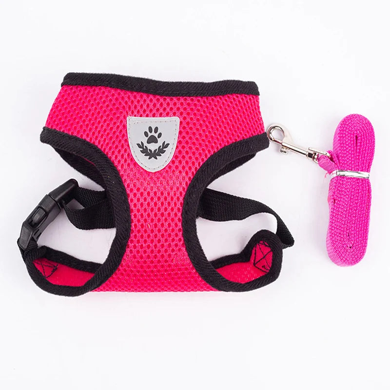 Cat Small Dog Breathable Mesh Harness And Leash Kitten Cats Harnesses Little Dog Puppy Harness For French Bulldog Chihuahua Pug