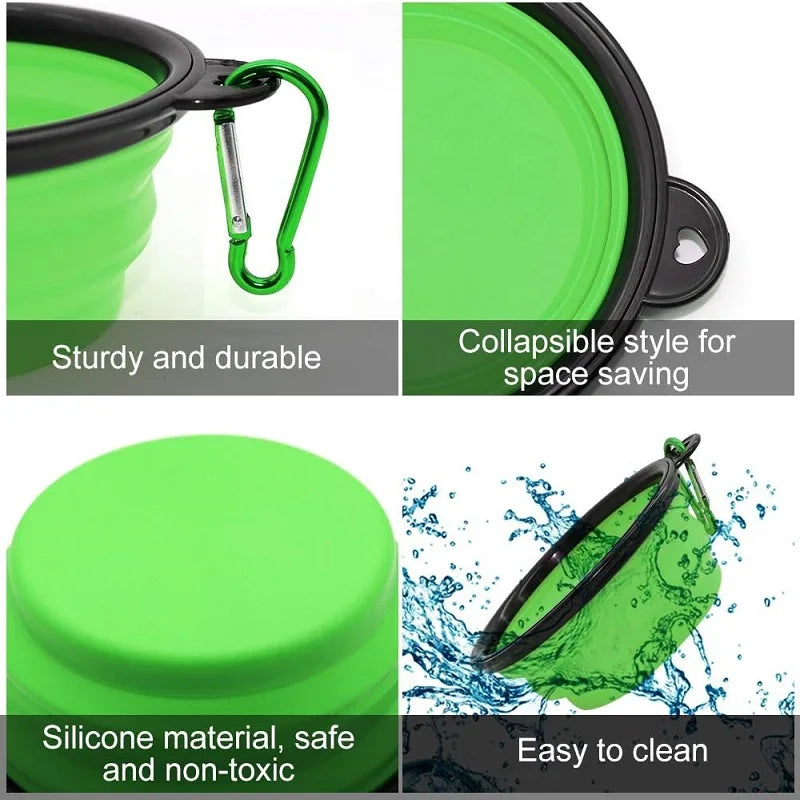 Pet Folding Silicone Bowl Large Outdoor Pet Travel Bowl Collapsible Dog Food Bowl Water Portable Puppy Food Container Feeder
