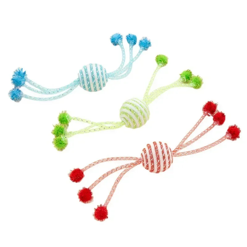 Interactive Cat Toy Ropes Ball Toys For Pet Dogs Kittens Teasing Bite-resistant Toys   gatos