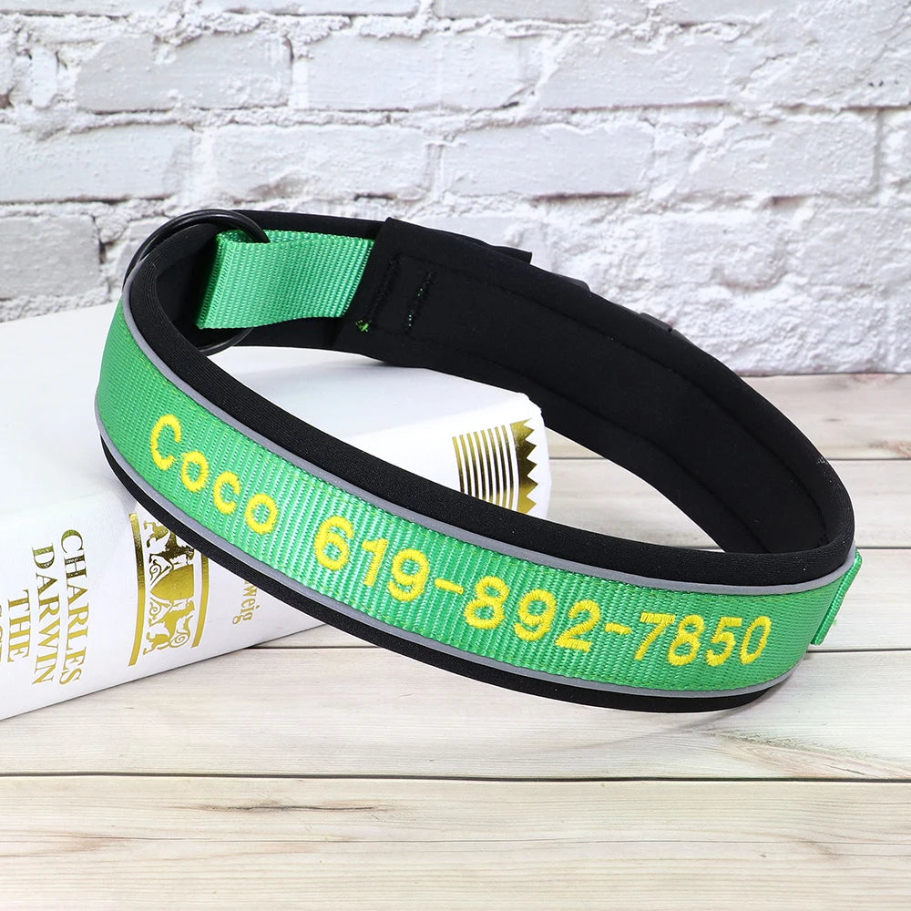 Reflective Custom Dog Collar Personalized Embroidery Pet Puppy Cat Collar Embroidered Phone Name For Small Medium Large Dog