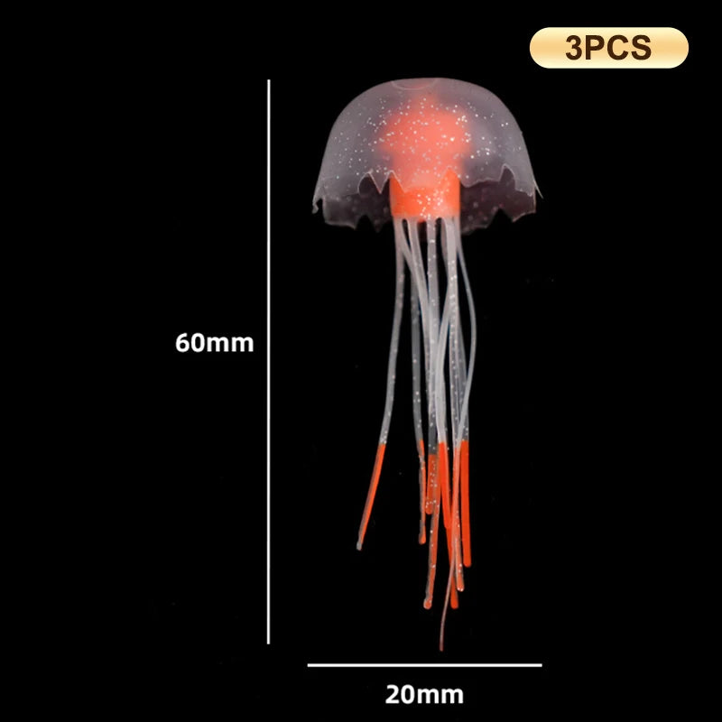 3Pcs Underwater Plant Marine Aquatic Landscape Ornament Artificial Glowing Fluorescent Jellyfish Aquarium Decoration Fish Tank