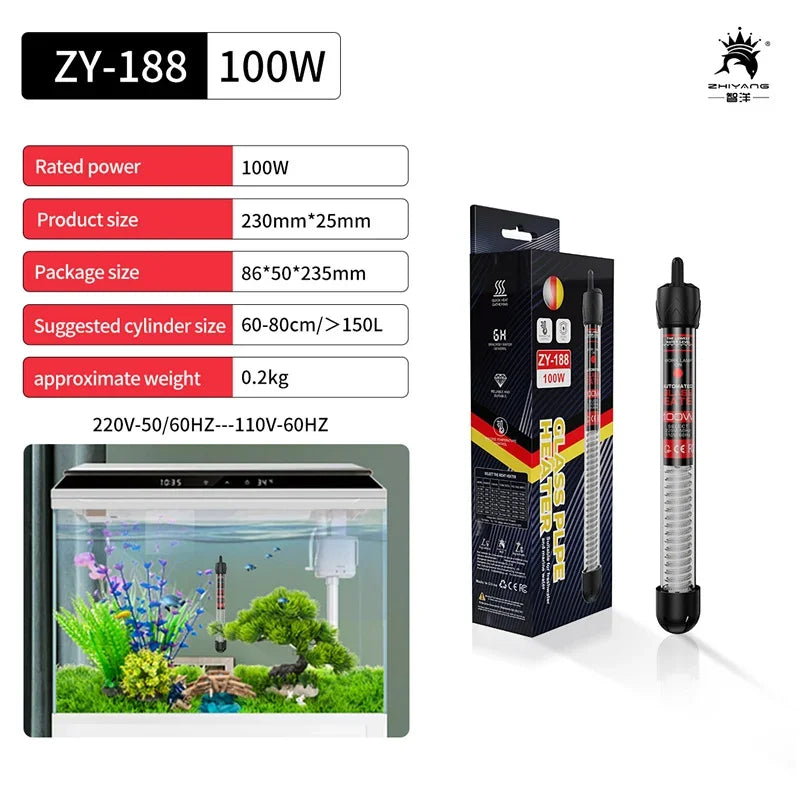 110v-220v EU US Adjustable Temperature Thermostat Heater Rod Submersible Aquarium Fish Tank Water Heat 25W/50W/100W/200W/300W