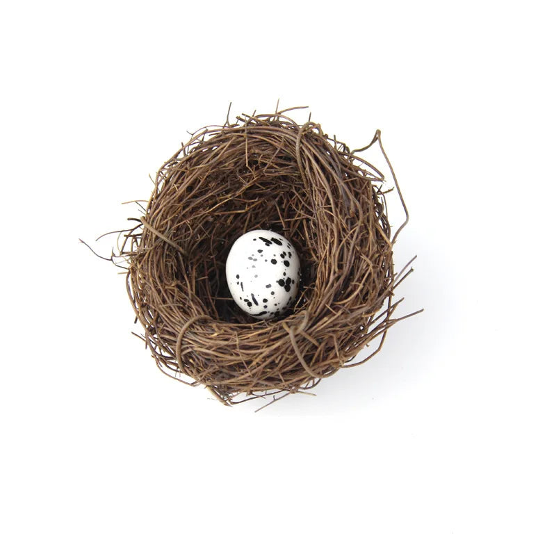 Round Rattan Bird Nest Easter Handmade DIY Craft Vine Simulation Bird Nest Egg Decor Props Home Garden Window bird house
