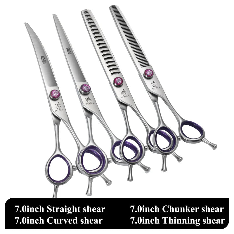 Fenice JP440C 7/8 Inch Professional Pet Dogs Grooming Scissors Straight Curved Thinning Chunker Shear Scissors Set For Dogs