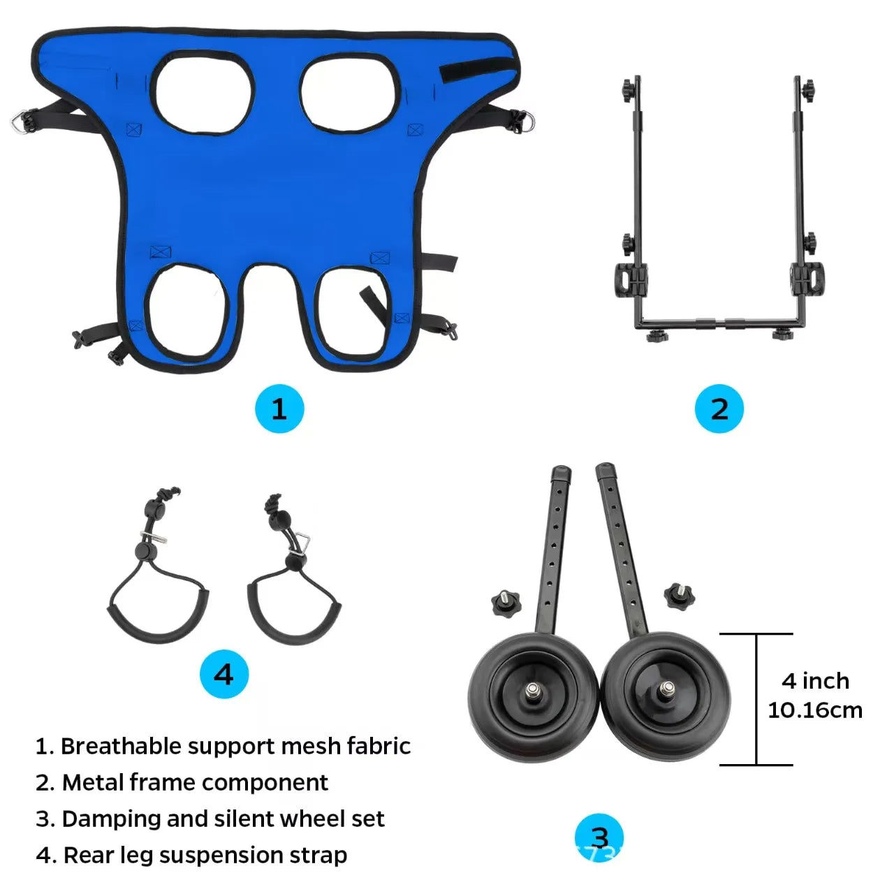 Pet Wheelchair Cart Adjustable Pet Mobility Aids with Wheels Disabled Cat Dog Rehabilitation Walking Mobility Aid Troll