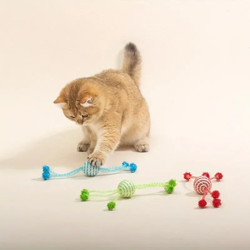 Interactive Cat Toy Ropes Ball Toys For Pet Dogs Kittens Teasing Bite-resistant Toys   gatos