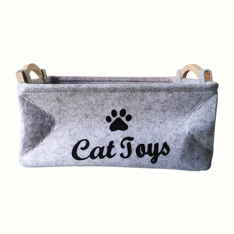 Cat Toys Storage Basket: Perfect for Organizing Your Feline Friend's Toys and Accessories - Durable Polyester Material, Handy Ha