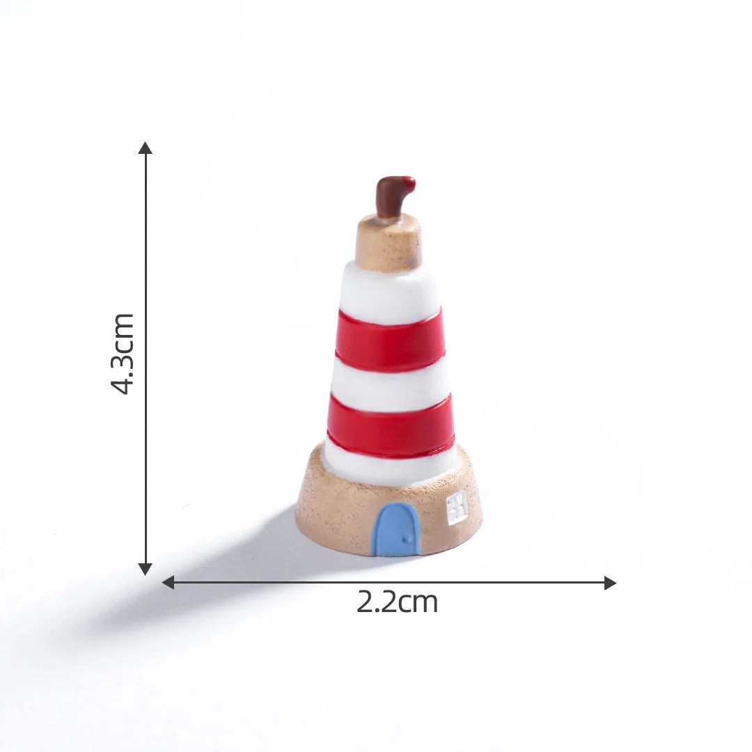Mini Ocean Figurine Doll Garden Decor Ornament Miniature Landscape Ornaments Lighthouse Statue Resin Craft Fish Tank Decorations
