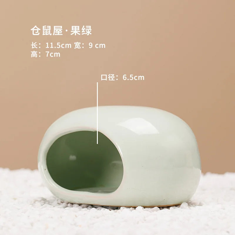 Hamster Escape Nest Ceramic Stone House Gold Silk Mat Guinea Pig Supplies Dwarf Guinea Pig Summer Ice House Sleeping