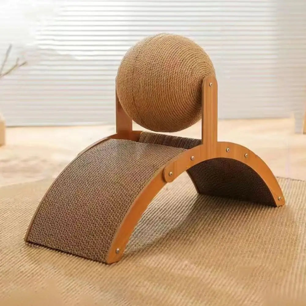 Corrugated Paper Sisal Cat Scratching Ball Wear-Resistant Wood/Sisal Cat Grinding Paw Balls Ferris Wheel Shape Brown