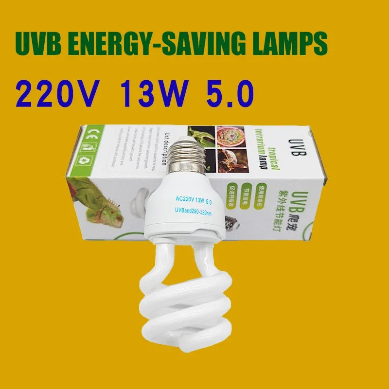 13W 26W UV Heating Bulb Light Energy Saving Reptile Accessories Terrarium E27 UVB5.0 UVB10.0 Lizard Calcium Supplement Lamp