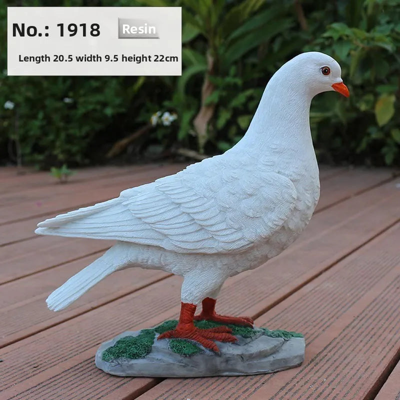 Outdoor garden simulation animal white dove model, garden decoration prop, resin simulation pigeon figurine