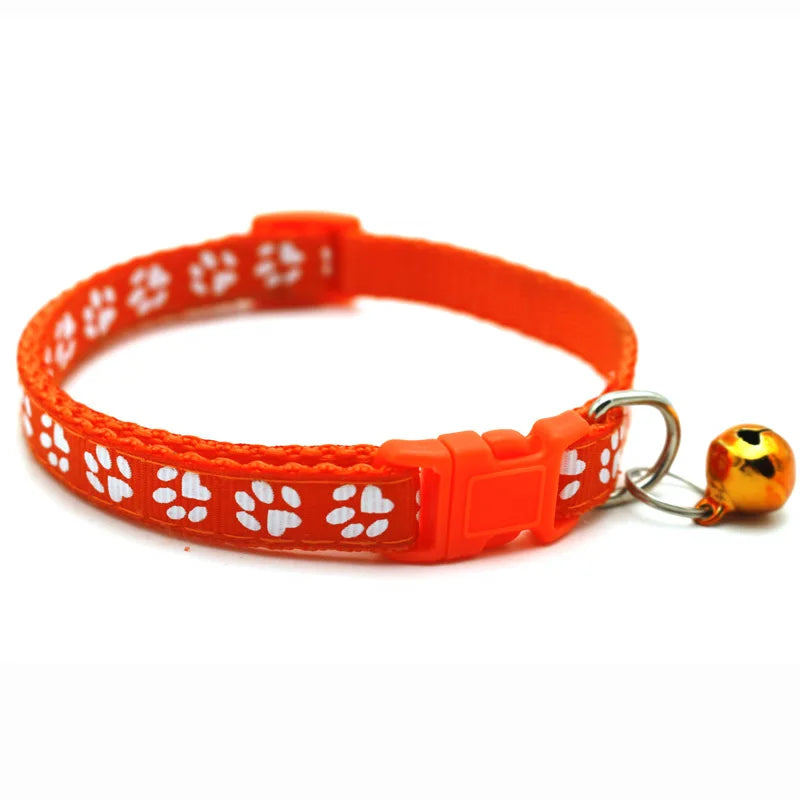 1pc Colorful Pet Pattern Small Dog and Cat Collar with Bell Adjustable Bowties Dog Bow Ties DIY Band Pet Collar With Footprint