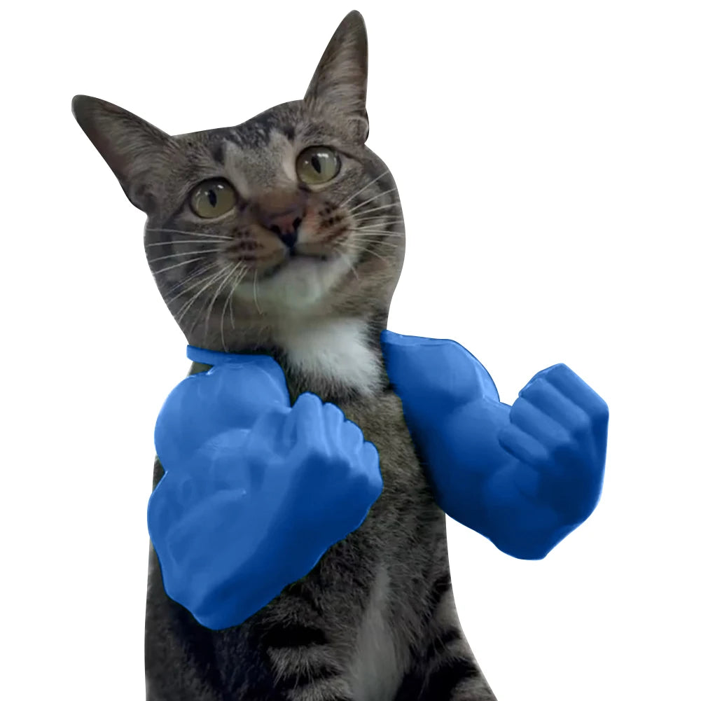 3D Printed Cat Muscle Arm Halloween Cat Costume Adjustable Cat Neck Arm with Muscle Lightweight Funny Pet Cosplay Accessories