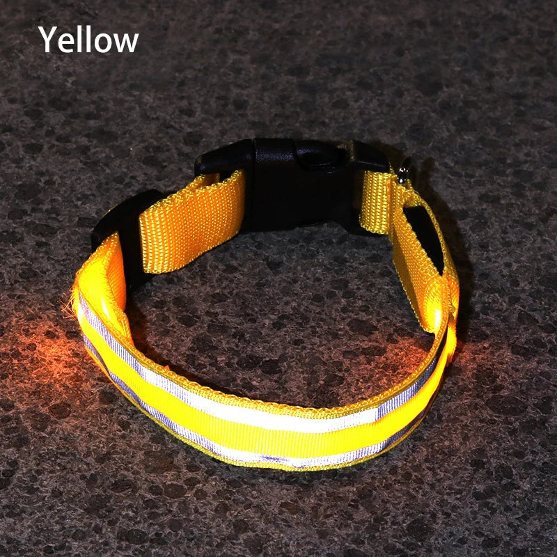 Reflective Dog Collar Luminous Night Safety Usb Rechargeable LED Dog Collar Light For Small Dogs Cat Pet Collar Para Perro XS-XL