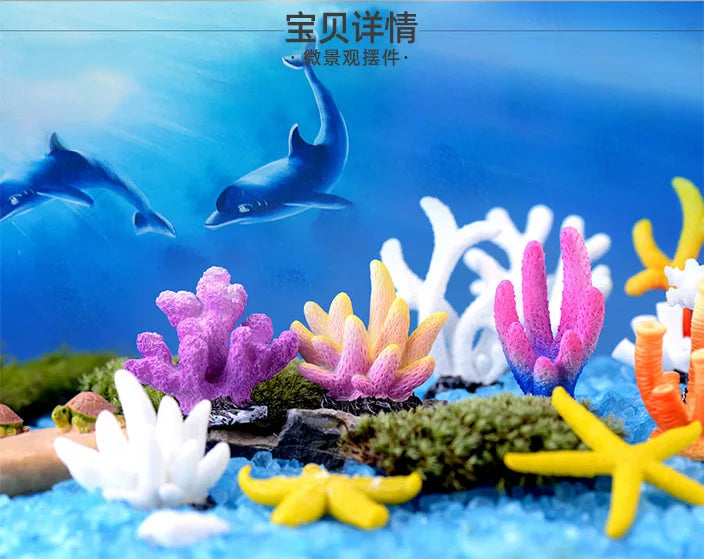 수족관 Simulation Resin Coral Ornaments Fish Tank Artificial Desktop Adornment Cute DIY Aquarium Background Landscape Decoration