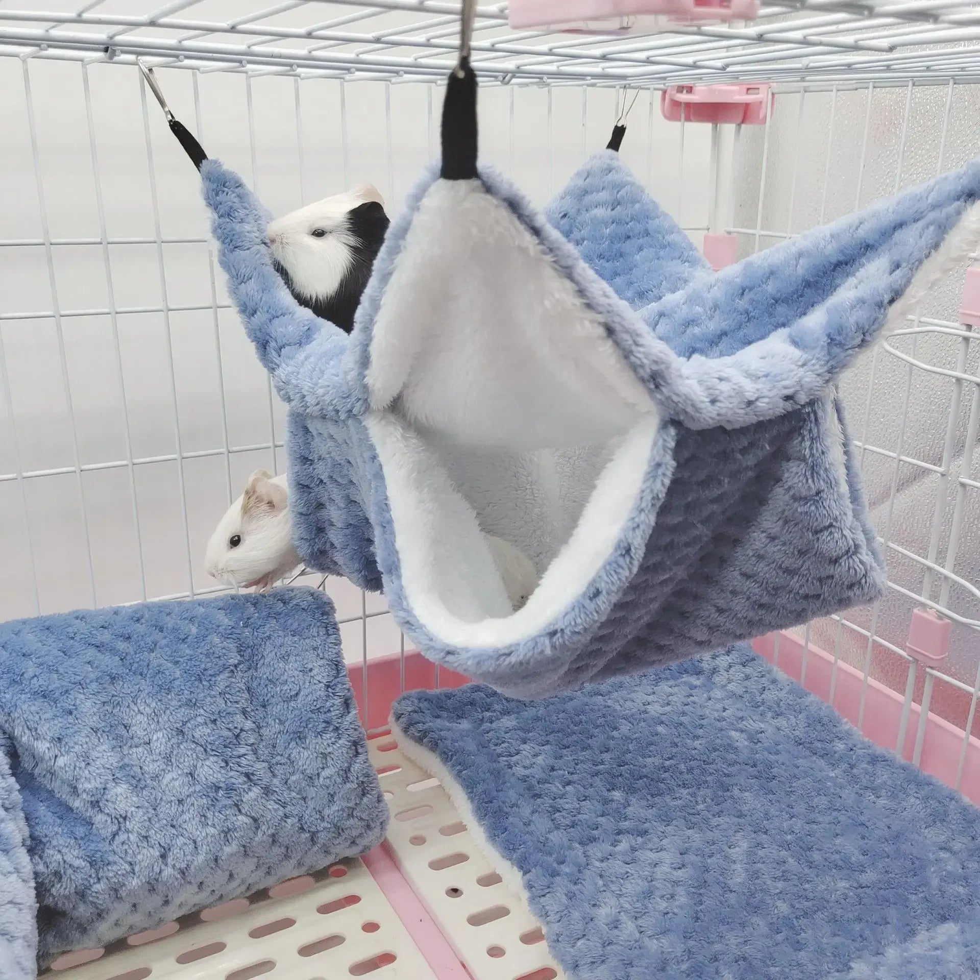 Warm Winter Pet Hammock Double Layer Thick Plush Hamster Hammock Chinchilla Guinea Pig Ferret Sleeping Bag Hamster Hanging Cage