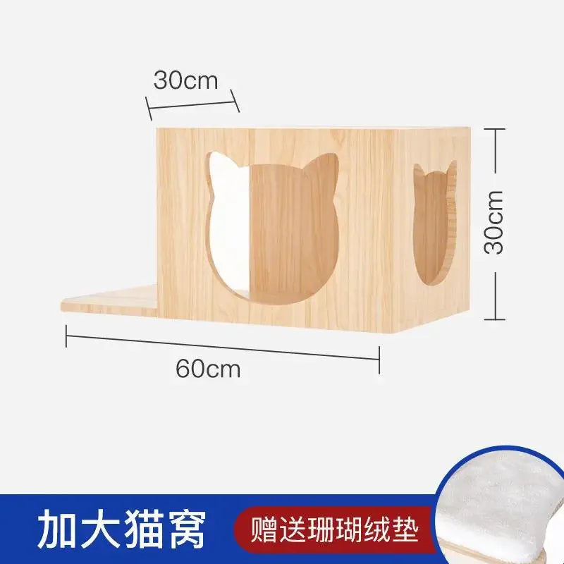 Cat Climbing Frame Hanging Wall Cat Nest Wall Hanging All Solid Wood Gimnasio Para Gato Artículos Para Mascotasaseo Para Gatos