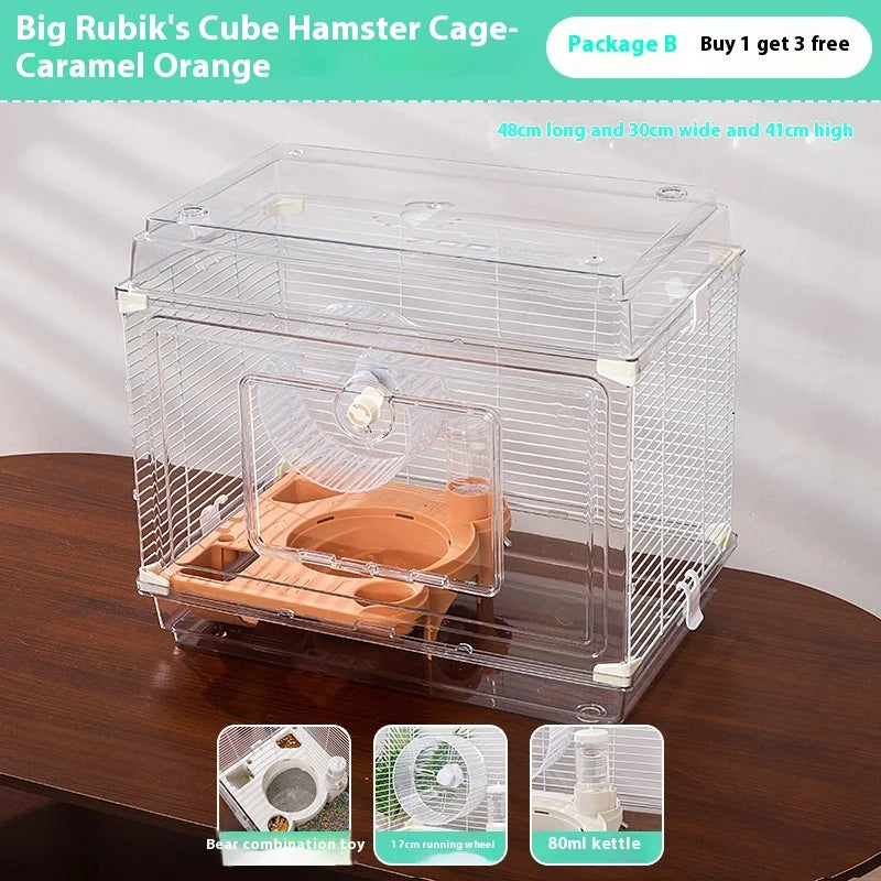 New transparent hamster cage, three-layer acrylic cage, golden bear nest, large-size hamster cage villa, universal in allseasons