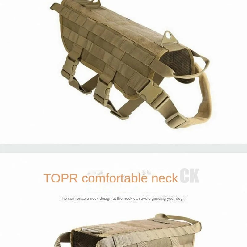 Tactical Vest Dog Clothing Large Dog Pet Chest Harness Vest Style Vest Detachable Outdoor Portable Comfortable Neck Protection