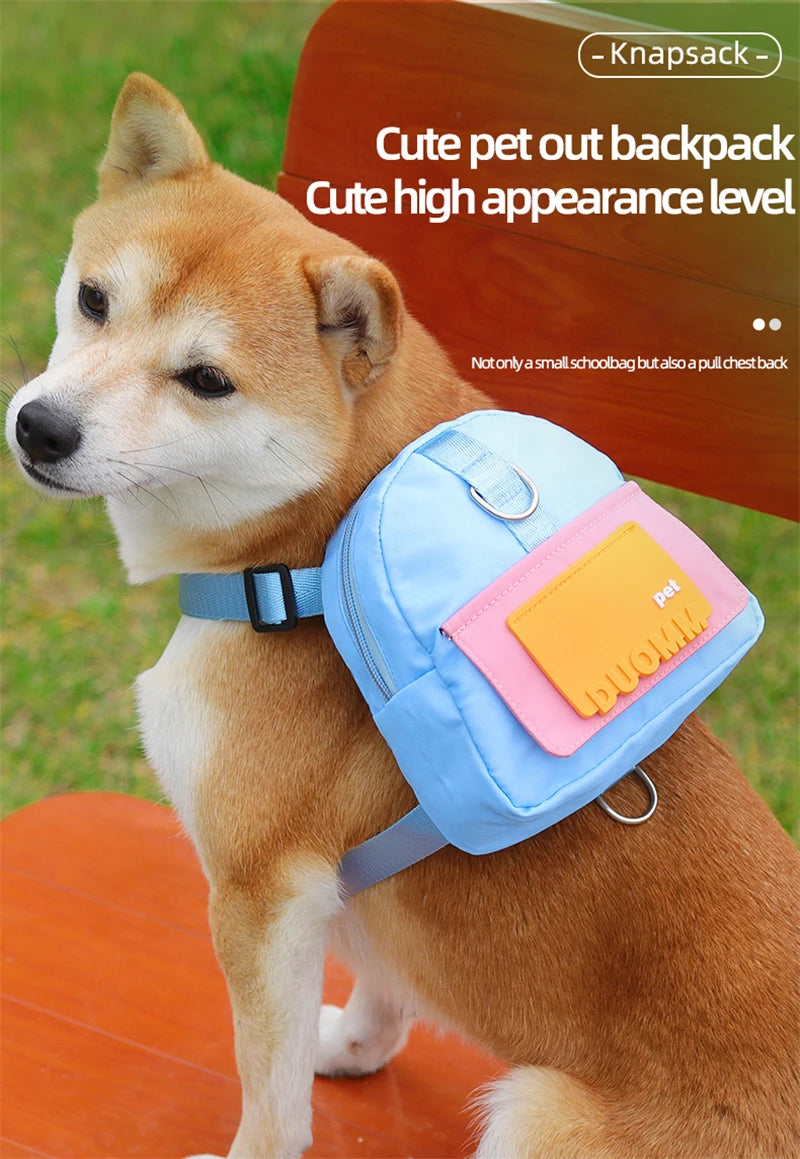 Waterproof Pet Backpack For Dogs Puppy Bag With Harness Collar Outdoor Travel Dog Snacks Backpack French Bulldog Dog Accessories