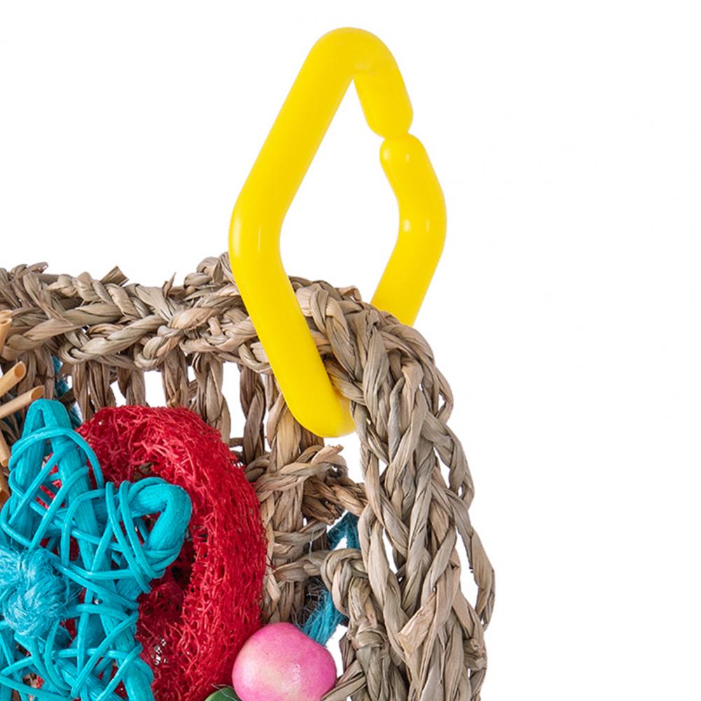 Bird Parrot Toy Natural Grass Tubes Bird Chewing Toy Parrot Cage Bite Molar Toy Parrot Cage Colorful Hanging Decoration