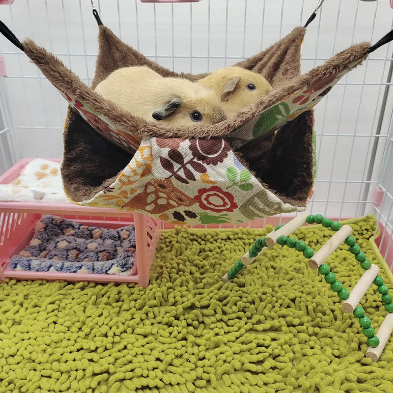 Warm Plush Hamster Hammock Small Animal Double-layer Thicken Sleeping Bag Nest Pets Rat Squirrel Hanging Cage House 햄스터케이지