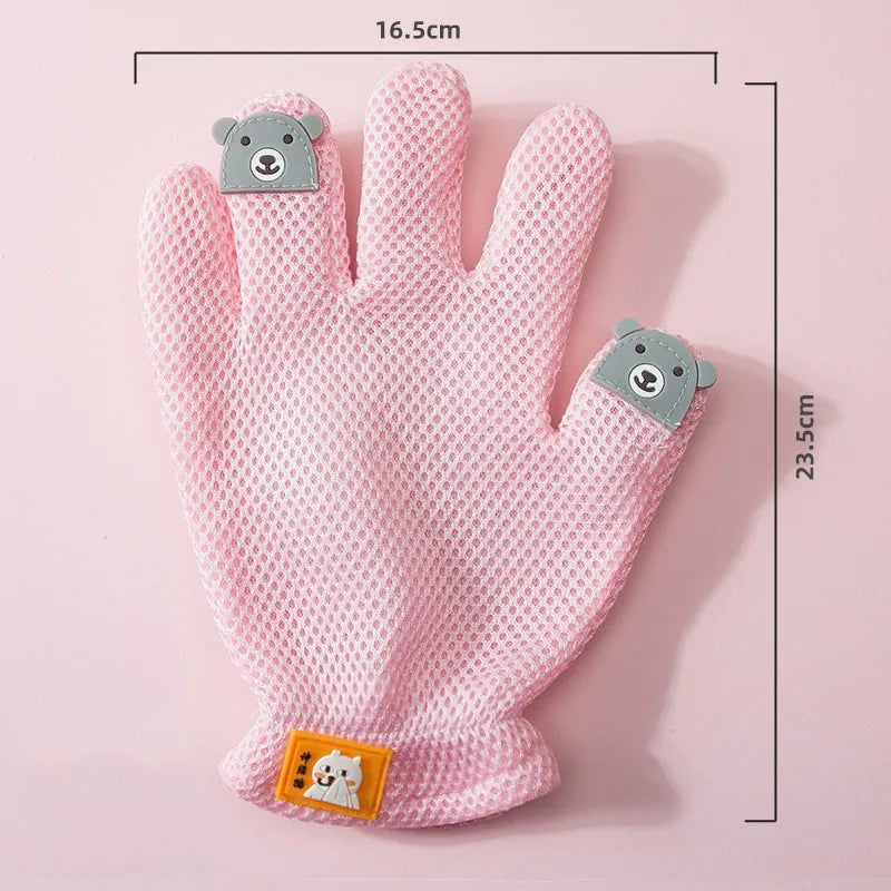 2-in-1 Double Sided Cat Grooming Gloves Bionic Tongue Comb Striped Massage for Shedding Sofa Clothes Breathable Anti-Scratch
