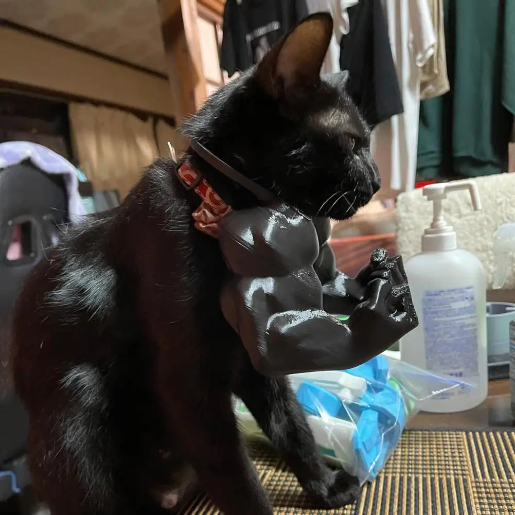 Funny Cat Neck Hanging Decor Muscle Arm Costume 3D Printed Cat Arm Prop Halloween Party Accessory for Cat Lover Gifts