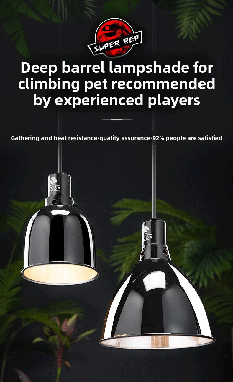 SuperRep Deep Dome Reptile Lamp Fixture-UVA/UVB Heat Lamp Holder to Bearded Dragon&Tortoise-Adjustable Clamp&Shatterproof Shield