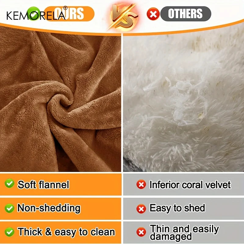 KEMORELA Rabbit Bed Thick Soft Concave Bed Throw Blanket Plush Pad With Cotton Lounger Pillow Small Pet Flip Flop Pad For Indoor