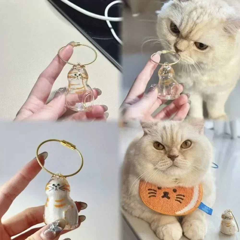 1-40PCS Pet Hair Organiser Memorial Keyring Transparent Cat Hair Organiser Souvenir for Pet Lovers Pet Memorials