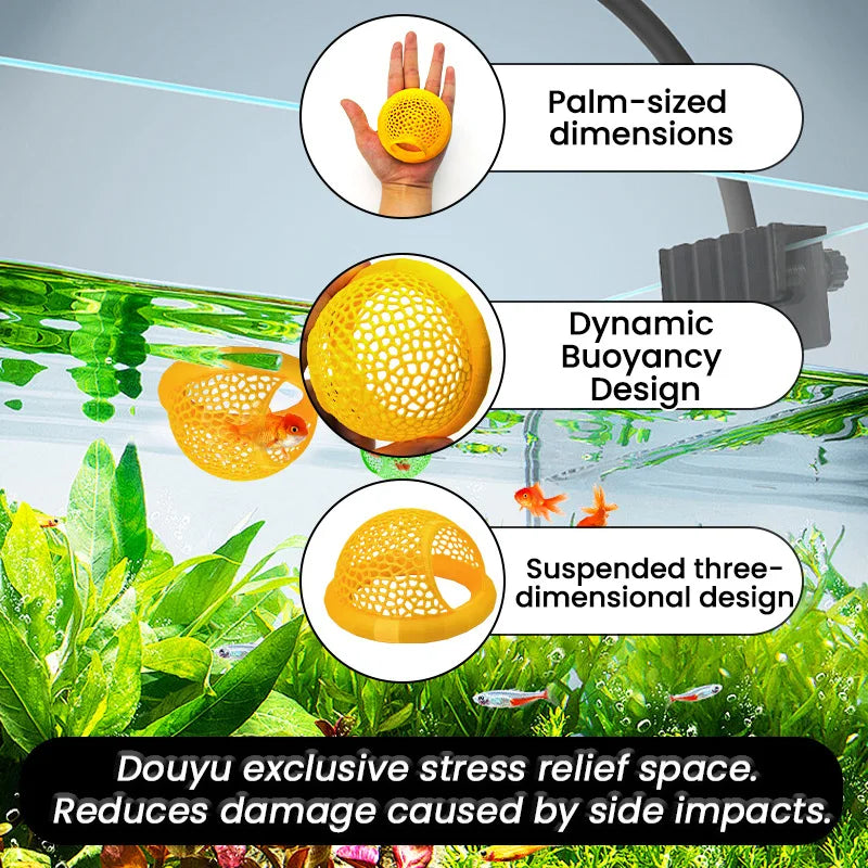 3-in-1 Aqaurium Floating Cave Fish Shrimp Hideout Shelter Hammock Feeding Ring & Resting Spot for Betta Small Aquatic Pets