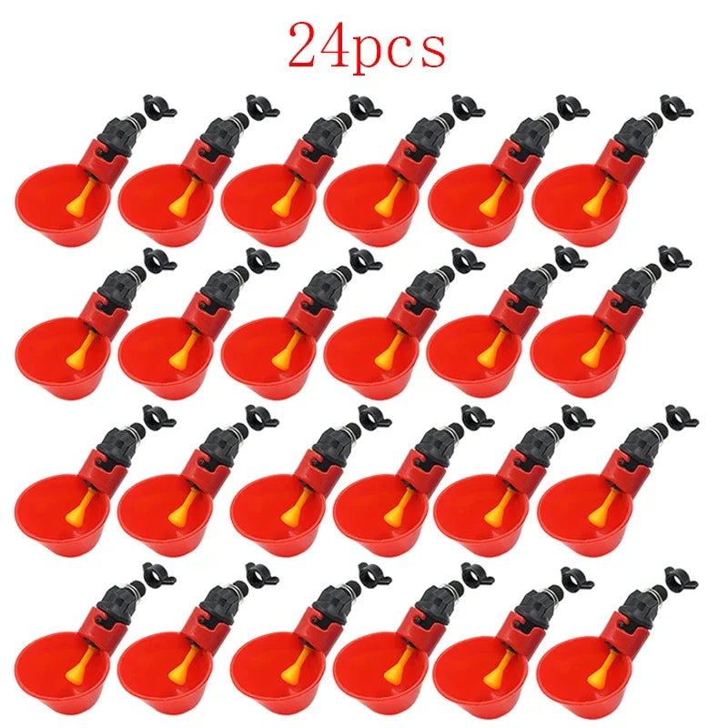 6-36Pcs Chicken Quail Hanging Water Cups Nipple Drinking Bowl Birds Water Feeder Bowl Drinker Cup for Backyard Automatic Poultry