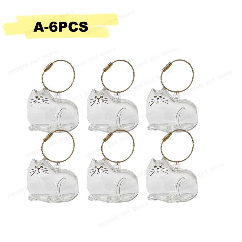 Cat Hair Storage Box Memorial Keychain Transparent Pet Fur Storage Container Hanging Cat Keychain Pendant for Pet Lovers