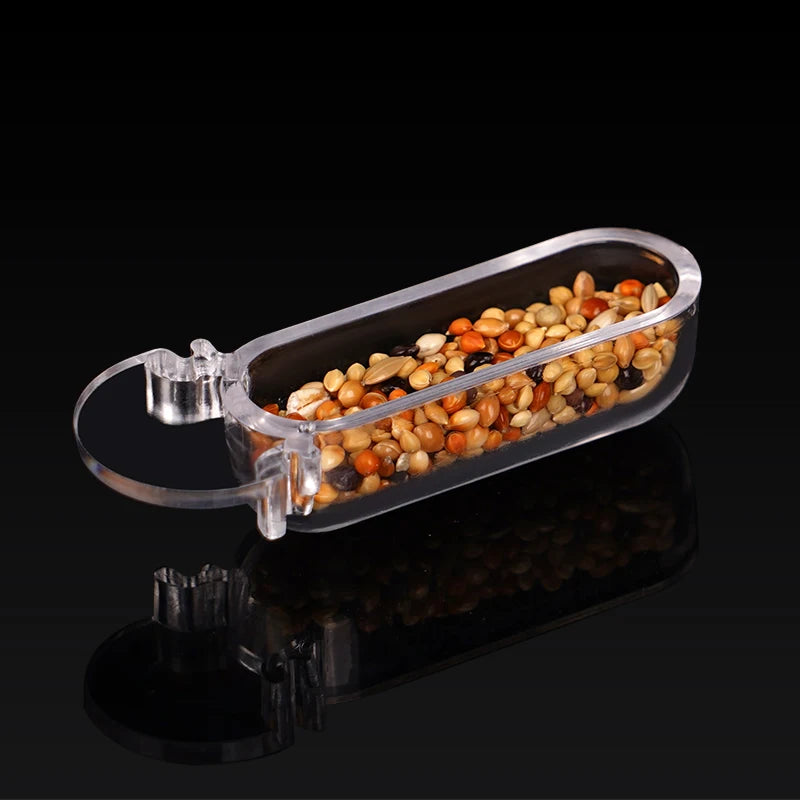 New Small Size Bird Slot Feeder Cage Hanging Feeder Cup, Canary Finch Plastic Hanging Food Bowl Cups 5/10Pcs