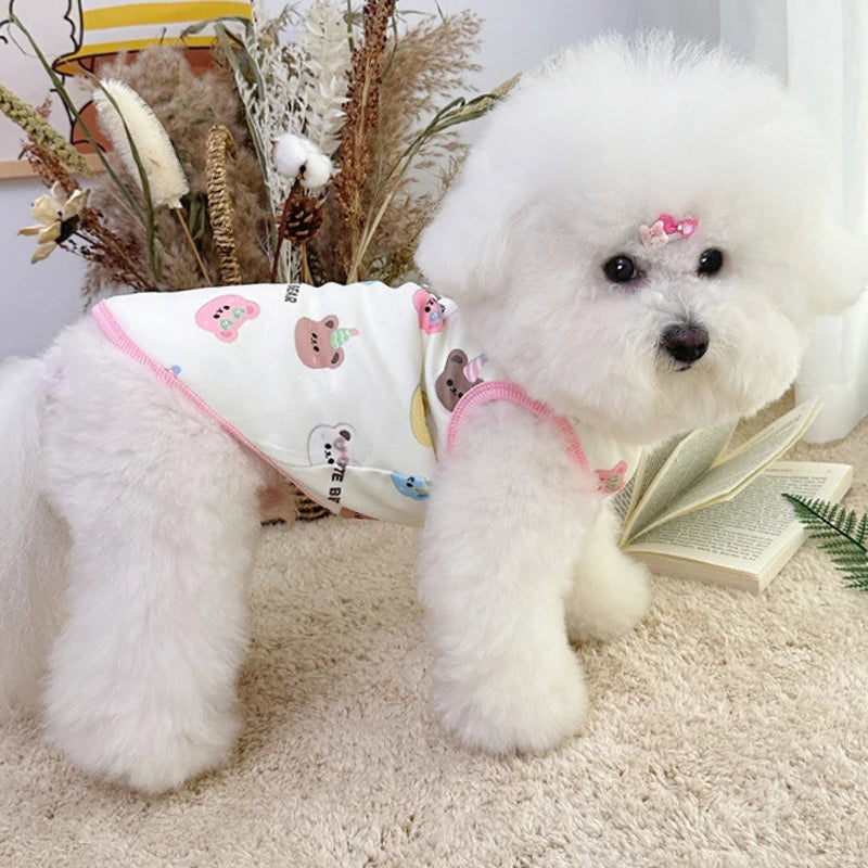 Bear Print Dog Vest Fashion Dog Clothes Summer Thin Puppy Shirt Breathable Cat Vest Pullovers Pet Sweatshirt Chihuahua Costumes