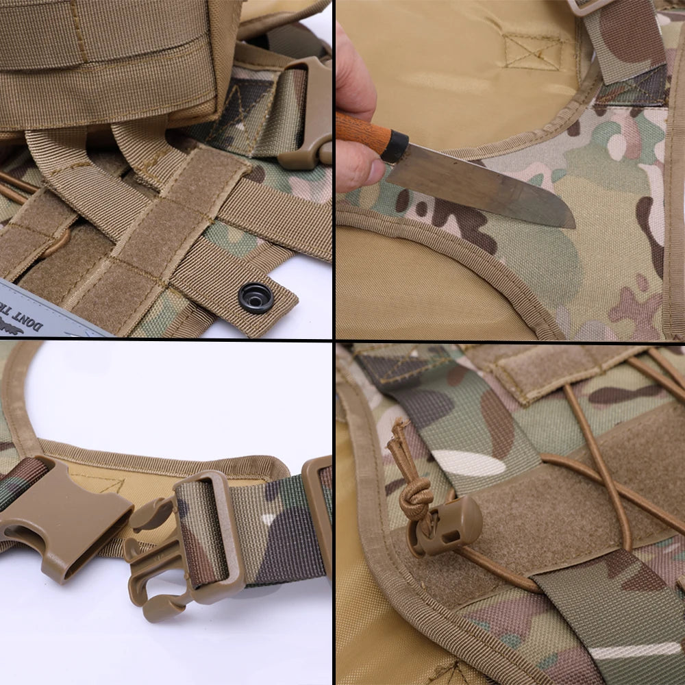 Tactical Dog Harness Leash Collar for Medium Large Dogs Military Pet Vest Adjustable Service Dog Harnesses For Training Walking