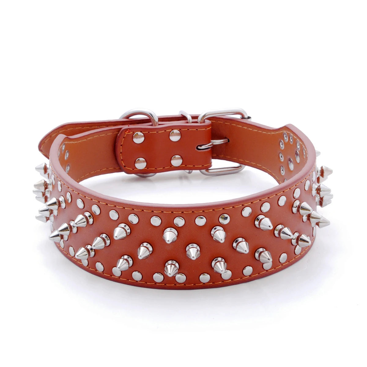 2inch Wide Skull Spiked Studded Leather Large Dog Collars for Medium Large Breeds Pitbull Mastiff Boxer Bully Dog Harness