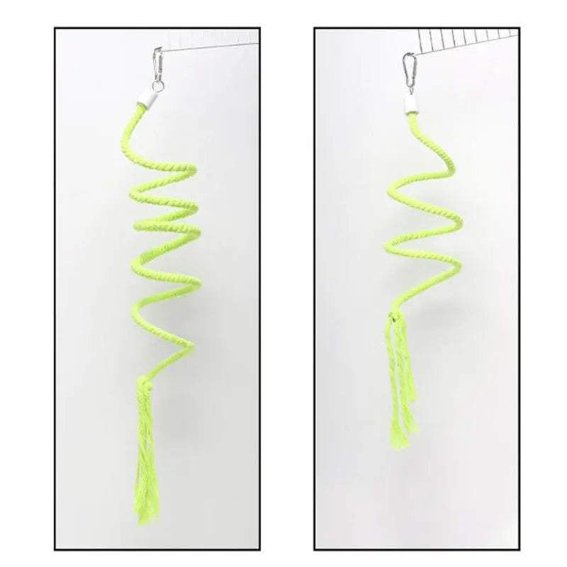 1PC Bird Toy Spiral Cotton Rope Chewing Bar Parrot Swing Climbing Standing Toys with Bell Bird Supplies Parrots Climbing Toys