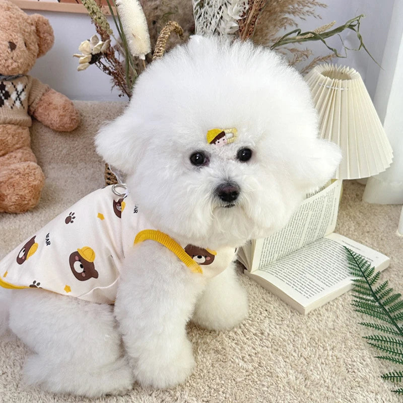 Bear Print Dog Vest Fashion Dog Clothes Summer Thin Puppy Shirt Breathable Cat Vest Pullovers Pet Sweatshirt Chihuahua Costumes